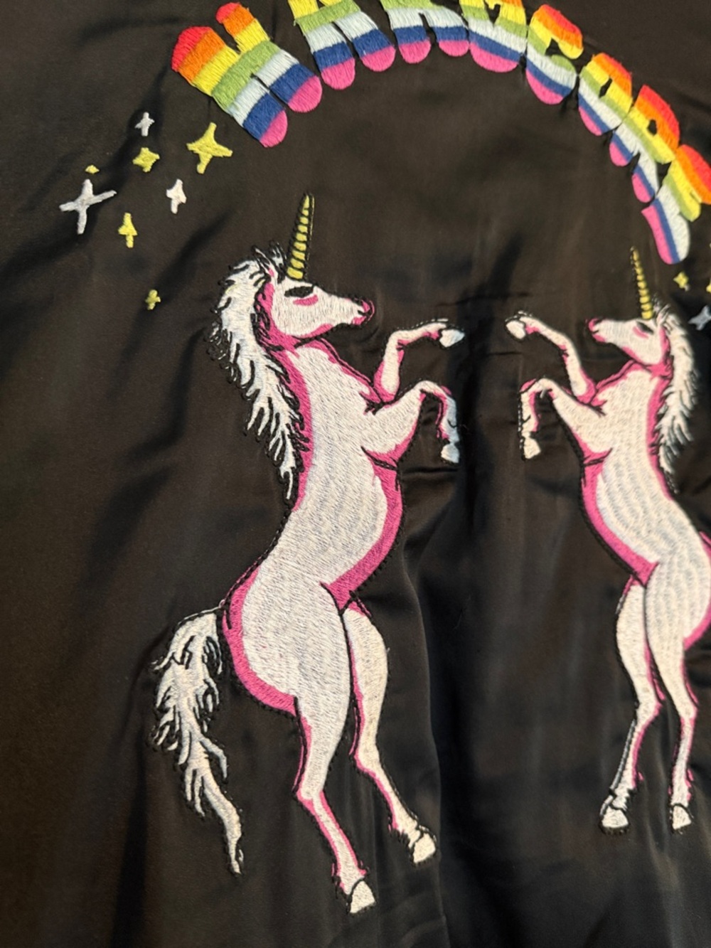 Rare! UNIF Black Embroidered Hardcore Bomber Jacket XS Unisex Y2K - Picture 8 of 16